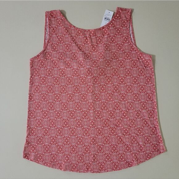 Loft Back Tie Red Print Vintage Feel Tank Top - Picture 2 of 11